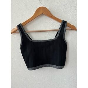 Aerie Cropped Tank- Black- built in bra- Size M
